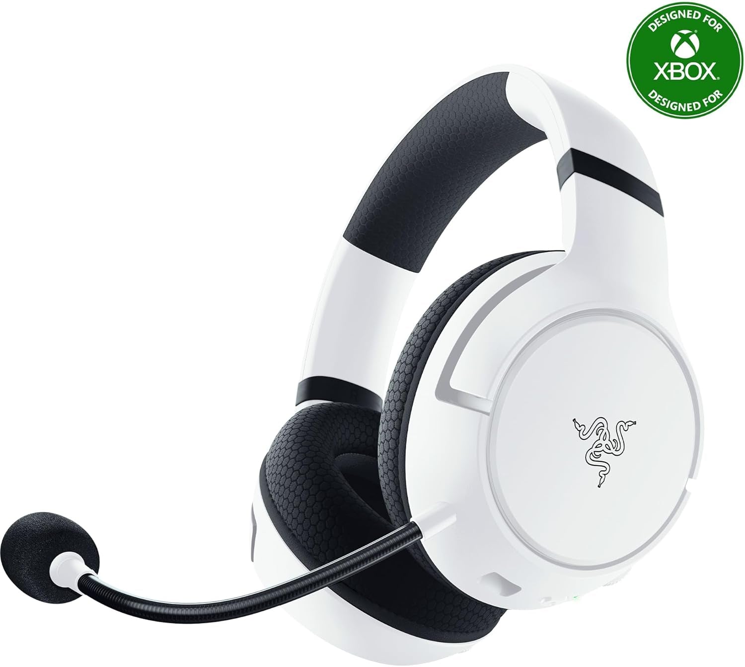 Kaira Wireless Gaming Headset for Xbox Series X|S, Xbox One: Triforce Titanium 50Mm Drivers - Cardioid Mic - Breathable Memory Foam Ear Cushions - EQ Pairing Button - Windows Sonic - White